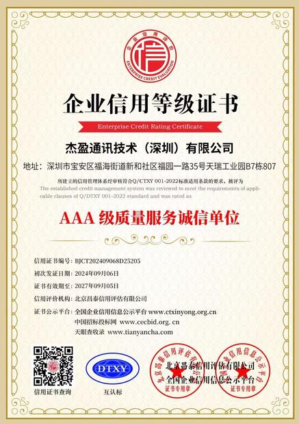 China Jieying Communication Technology (Shenzhen) Co., Ltd. certification